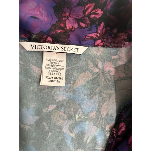 Victorias Secret Satin Notch Pajama Top Womens Large Floral Butterfly 2XL - Picture 4 of 6